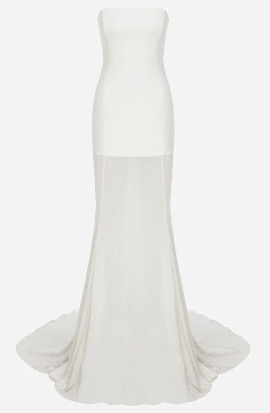Ila ISABEL-STRAPLESS CHIFFON MAXI DRESS In White NWT Size 34/ US 2